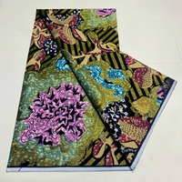 Tissu Grand Organza Véritable Grand Wax Prints sur 6 Yards Pagne Glitter pour Vêtements et Sacs