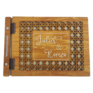 Accessoires de mariage Articles de fête Signature Livre d'or 30 pages Dentelle M. & <span class=keywords><strong>Mme</strong></span> coeur Amour Livre d'or de mariage en bois - Product Image 2