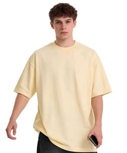 Camiseta Personalizada para Hombre, 250GSM, 100% Algodón, Corte Cuadrado, Estilo Vintage, Lisa, Unisex, para Mujer, Venta al Por Mayor, Color Beige - Product Image 1