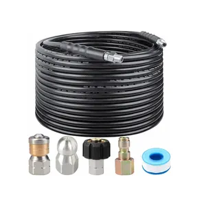 JETHOSE 100FT High Pressure Hose for Pressure Washer Sewer Drain Jetter Kit