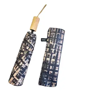 신제품 우산 블랙 코팅 깅엄 패션 디자인 파라솔 우산 60cm 자동 차양 파라과