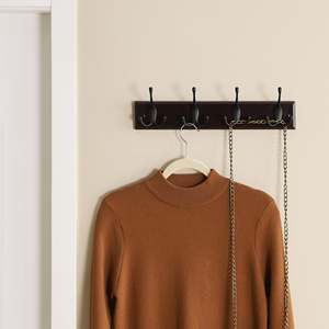 Appendiabiti marrone scuro con 4 Tri-ganci per vestiti a parete appendiabiti per ingresso bagno armadio - Product Image 6