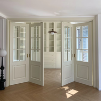 Portes intérieures pliantes à 4 panneaux, style français, en placage de bois MDF, avec vitrage simple, insonorisées, pour séparation de pièce (cuisine et maison)