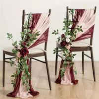 Fournitures en gros d'usine : Décoration de dossier de chaise de mariage d'extérieur, Fleurs artificielles en fil, Décoration en fil, Rideau en mousseline