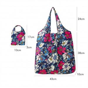 Sac de courses en polyester écologique avec logo personnalisé, sac de shopping réutilisable en nylon pliable avec pochette, motif lettres - Product Image 3