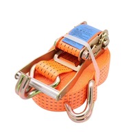 Sangles d'arrimage à cliquet en polyester robustes de 2 pouces avec poignée en aluminium et double crochet en J pour tensionnement de cargaison