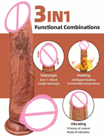 Vibrador de Silicona Caliente, Dildo Telescópico Grande y Realista, Tapón Anal, Estimulador de Vagina y Pene, Juguetes Sexuales para Mujeres