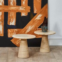 Table d'appoint ronde haute en pierre naturelle, meuble de salon, table basse en marbre