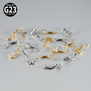 Piercing per <span class=keywords><strong>Ombelico</strong></span> Gaby con Farfalla in Zircone 10mm, Alla Moda, in Titanio ASTM-F136 Placcato Oro, con Filettatura Interna e Barra Curva - Product Image 3