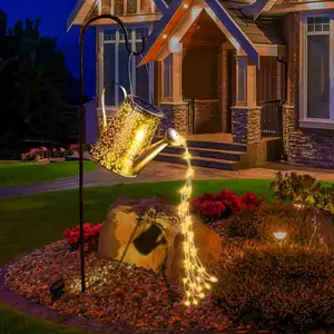 Солнечная Лейка с волшебными огнями садовые декоративные лампы водонепроницаемые металлические солнечные фонари для наружного использования с подставкой
