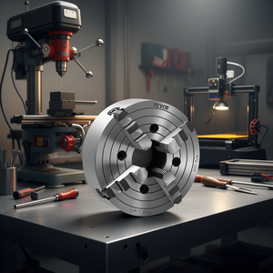 Mandril de torno autocentrante manual de acero de 4 mordazas Vevor de 10 pulgadas para taladrar, fresar e impresora 3D - Product Image 2