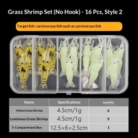 Lot de leurres souples artificiels en gros : petites crevettes artificielles et crevettes lumineuses imitées avec hameçon simulé pour la pêche à la traîne