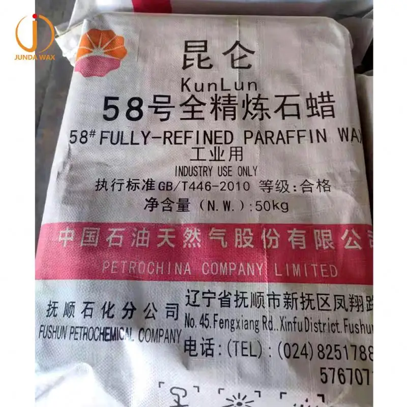 Junda paraffin wax ceresin 60 wax paraffin 25 kg supplier parafina paraffin wax 58-60 fully refined for candle making