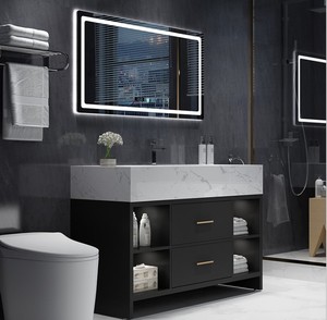 Led <span class=keywords><strong>baño</strong></span> <span class=keywords><strong>espejo</strong></span> de vanidad con estante de mármol pintura Polonia <span class=keywords><strong>espejo</strong></span> luces conjunto de gabinete lavabo de madera <span class=keywords><strong>baño</strong></span> vanidad - Product Image 1
