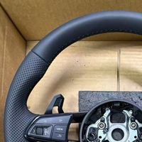 Volant de voiture en cuir à fond plat pour Audi R8 B9 A3 A4 A5 A6 C6 C7 S3 S4 S5 S6 S7 RS3 RS4 RS5 RS6 RS7 Q3 Q5 Q7 RS6 R8 TTRS