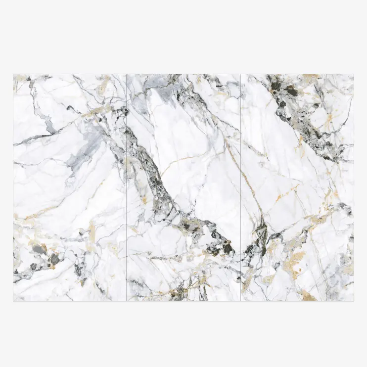 JBN Light Luxury Glazed Wall Tiles Polished Marble Look Slab for Dining Living Room Bedroom Hall Basement-Multiple Applications