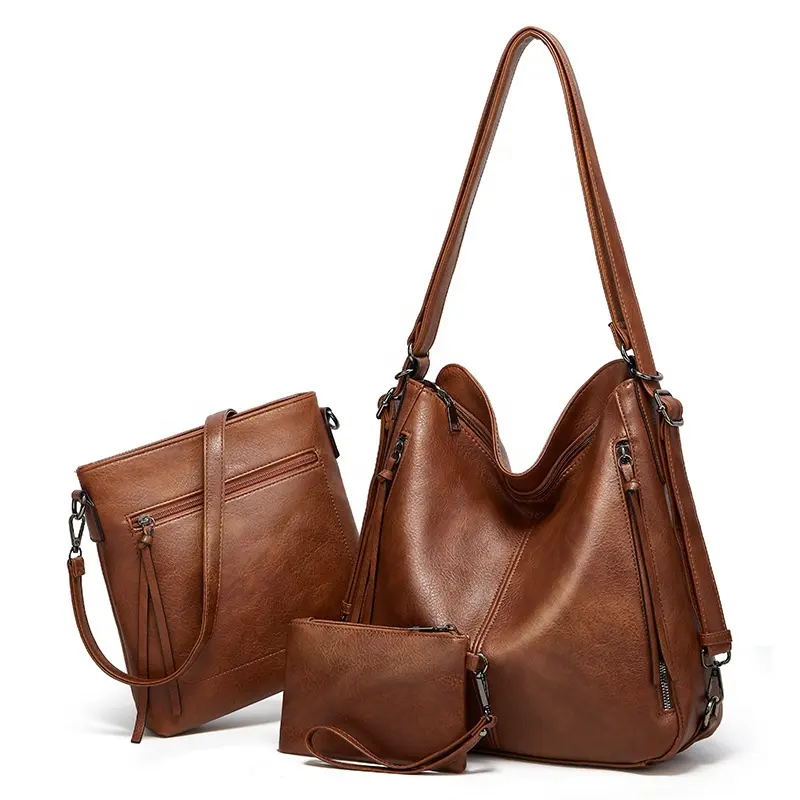 Bolsa grande casual feminina fs9159, bolsa de ombro feminina de couro pu macio com borla, design de carteiro, para mulheres, 2022