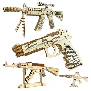 パズルモデルピストルライフルAK473Dおもちゃの銃モデルは教育玩具を発射できません子供のための木製の組み立て銃大人男の子ギフト