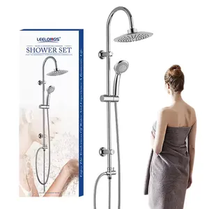 Paslanmaz hortum boru ile yuvarlak banyo duş musluk sistemi krom duş yükseltici ray mikser