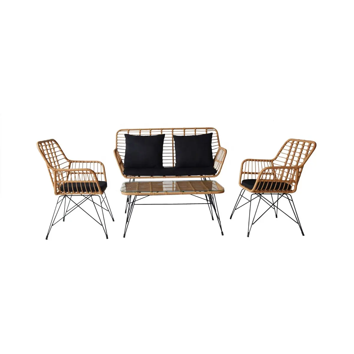 Set da giardino moderno in Rattan da 4 pezzi Set di mobili da giardino moderni, sedie e tavoli dal <span class=keywords><strong>Design</strong></span> semplice per balcone