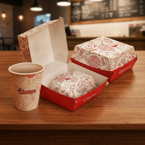 Boîte à emporter pour la restauration rapide, impression personnalisée, vente en gros, papier alimentaire de haute qualité, emballage pour hamburgers - Product Image 2