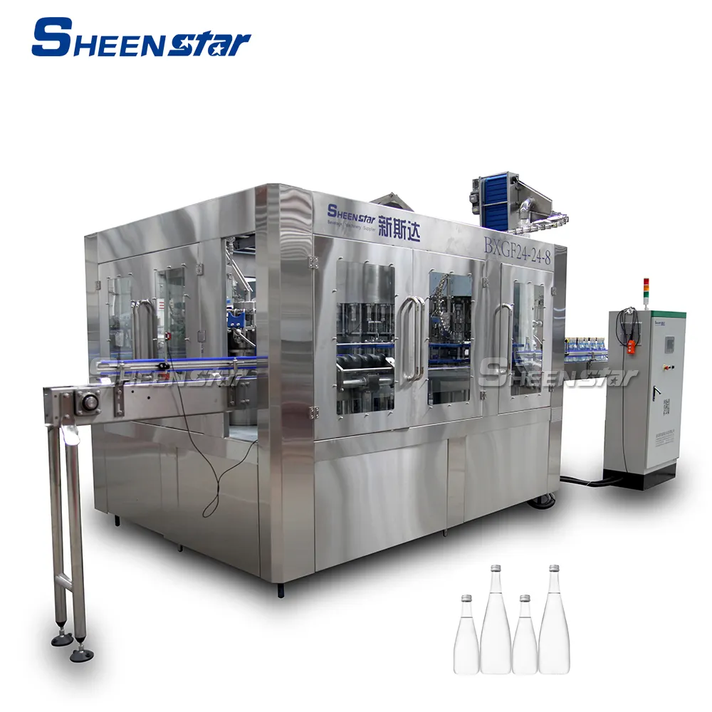 Glass bottle mineral water filling bottling and capping machine