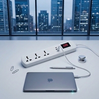 Protector de Voltaje JIUJI JJSVA-QR3 con 3 Tomas de Corriente USB y Voltaje/Corriente Ajustables para Refrigerador