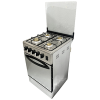 Cuisinière à gaz quatre brûleurs avec four en acier inoxydable et verre miroir, prix compétitif