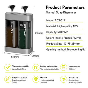 Dispensador de Jabón de Espuma al por Mayor de Fábrica, Material ABS, Botella Manual para Lavado de Manos, Montado <span class=keywords><strong>en</strong></span> la Pared, Contenedor de Champú y Loción para Baño - Product Image 6