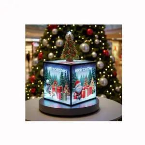 LED Cube Sculpture Screen 5 Faces Video Display Flex LED Video Rotating Cube Display Stable