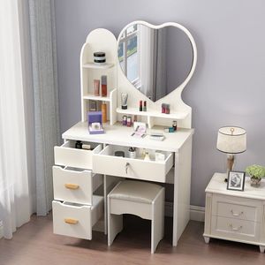 Meuble de chambre à coucher moderne en bois de pin, <span class=keywords><strong>commode</strong></span> <span class=keywords><strong>pas</strong></span> chère, coiffeuse, table de maquillage <span class=keywords><strong>blanche</strong></span>, miroir éclairé, maquillage amovible - Product Image 1