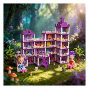 Casa de Muñecas de Plástico Inspirada en una Villa de Aventuras, con Dormitorio, Cocina, Baño, Balcón y Muebles, Juguete de Regalo para Niños de 5 a 7 Años - Product Image 6