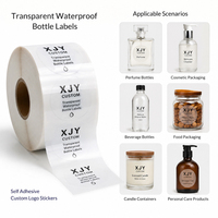 Étiquettes de bouteilles transparentes en PVC PET personnalisées XJY, autocollantes, imperméables, avec logo, pour l'emballage de cosmétiques, de parfums et de boissons