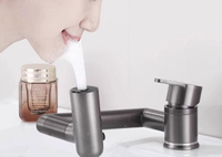 Robinet de lavabo universel rotatif en acier inoxydable 304, mitigeur eau chaude et froide, 360 degrés, trois modes, pliable