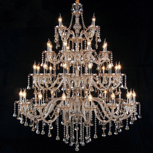 Proyecto de hotel Lámpara colgante de aleación de zinc Vela grande dorada Candelabros de cristal de boda de lujo <span class=keywords><strong>Luz</strong></span> colgante - Product Image 3