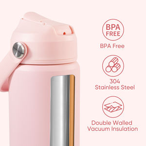 Bouteille d'eau isotherme pour enfants de 12 oz avec couvercle à paille, en acier inoxydable 304, anti-fuite, pour la maternelle et les voyages - Product Image 5