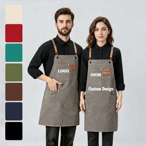 Tablier de chef sans manches en toile robuste, personnalisé avec logo, de haute qualité, pour usage en cuisine de restaurant, conception dos croisé, plusieurs options - Product Image 1