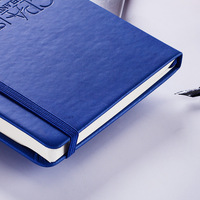 Ordinateur portable en cuir Pu bleu, A5, couverture rigide imprimée, personnalisé