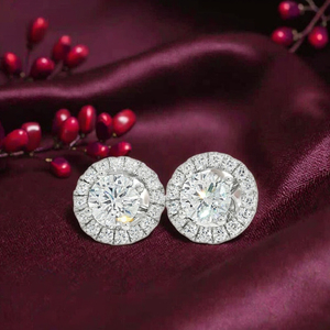 Ajustes de aretes de Halo convertibles de oro blanco de lujo chapado en oro de 18 quilates Ajuste de garra de corte brillante para piedras preciosas sueltas de mujer - Product Image 1