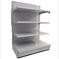 Étagère de présentation gondole simple face pliable MC pour supermarché avec panneau arrière perforé