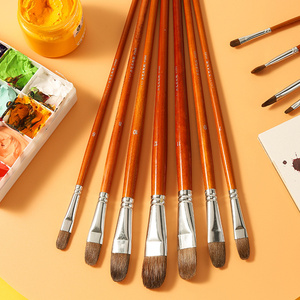Lot de 6 pinceaux ronds en forme de <span class=keywords><strong>noisette</strong></span> pour aquarelle, peinture à l'huile, stylo de peinture acrylique, ensemble de peinture à la gouache, matériel artistique - Product Image 6