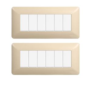 Set di 2 Placche in Plastica per Interruttori a Muro Gloca a 6 Vie, Colore Sabbia, Facile Installazione - Product Image 1