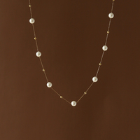 Collar de Cadena de Eslabones de Acero Inoxidable con Perlas de Imitación Geométricas Modernas de Alta Calidad, Chapado en Oro de 18K, Joyería de Regalo