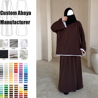 Ensemble coordonné personnalisé 100% coton avec jupe, robe modeste pour femmes musulmanes, taille plus, vente en gros, 2 pièces, abaya d'hiver et d'automne