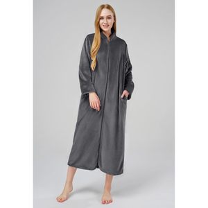 Sioro Albornoz de lana para mujer con cremallera larga y bolsillos, ropa de dormir cálida, tallas S-XL - Product Image 2