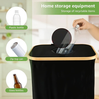 Conteneur de collecte de bouteilles recyclées avec manche en bois Collecteur de bouteilles pliable 100L Conteneur de collecte vide avec trou