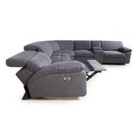 Canapé modulaire inclinable en tissu gris foncé, canapé en forme de L avec console et porte-gobelets pour salon