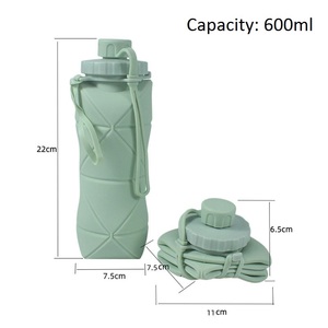 Bouteille d'eau pliable en silicone réutilisable de 600 ml, anti-fuite, design sportif, pour usage extérieur - Product Image 3