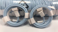 Kabel Pengisian Cepat 60W 1M 2M Biru Nylon Braided Type-C ke Type-C dan Type-C ke L 6A dengan Konduktor Tembaga Murni untuk Ponsel