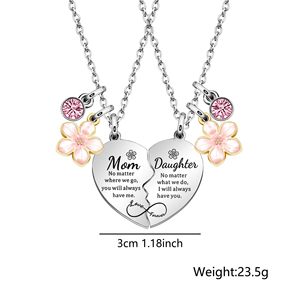 Collier en acier inoxydable avec puzzle en forme de cœur, collier personnalisé gravé avec une fleur infinie rose, bijoux pour femmes, cadeau - Product Image 6